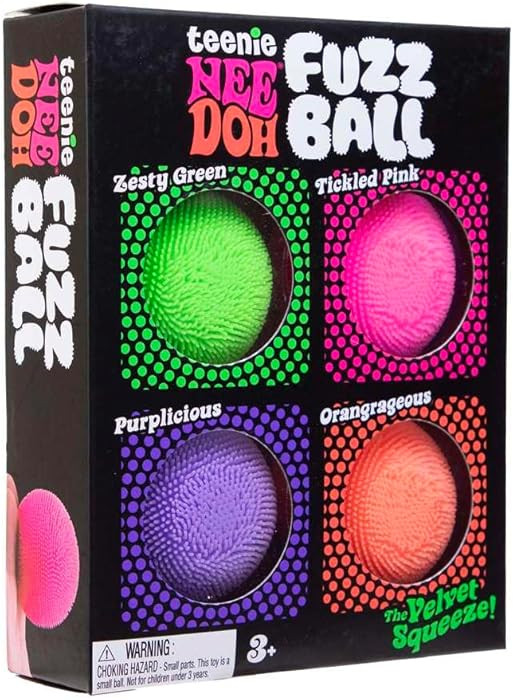 Schylling NeeDoh Teenie Needoh Fuzzball 4 Pack - Sensory Squeeze Toy - 1.5" in Diameter - Colors ... | Amazon (US)
