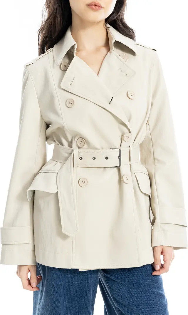 MAX STUDIO Belted Faux Leather Trench Coat | Nordstromrack | Nordstrom Rack