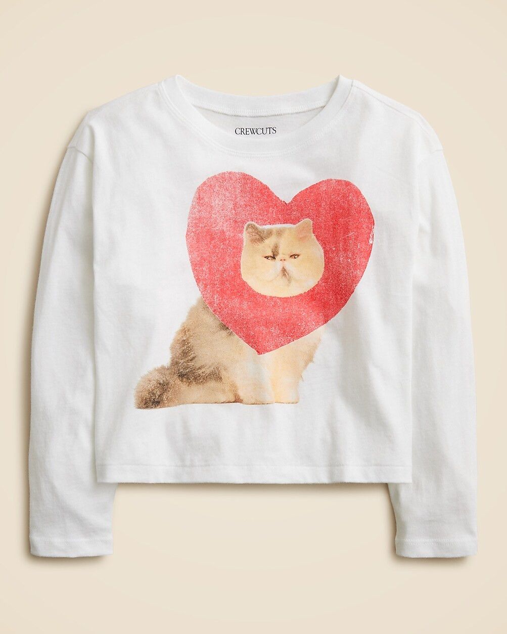 Girls' long-sleeve heart cat graphic T-shirt | J. Crew US