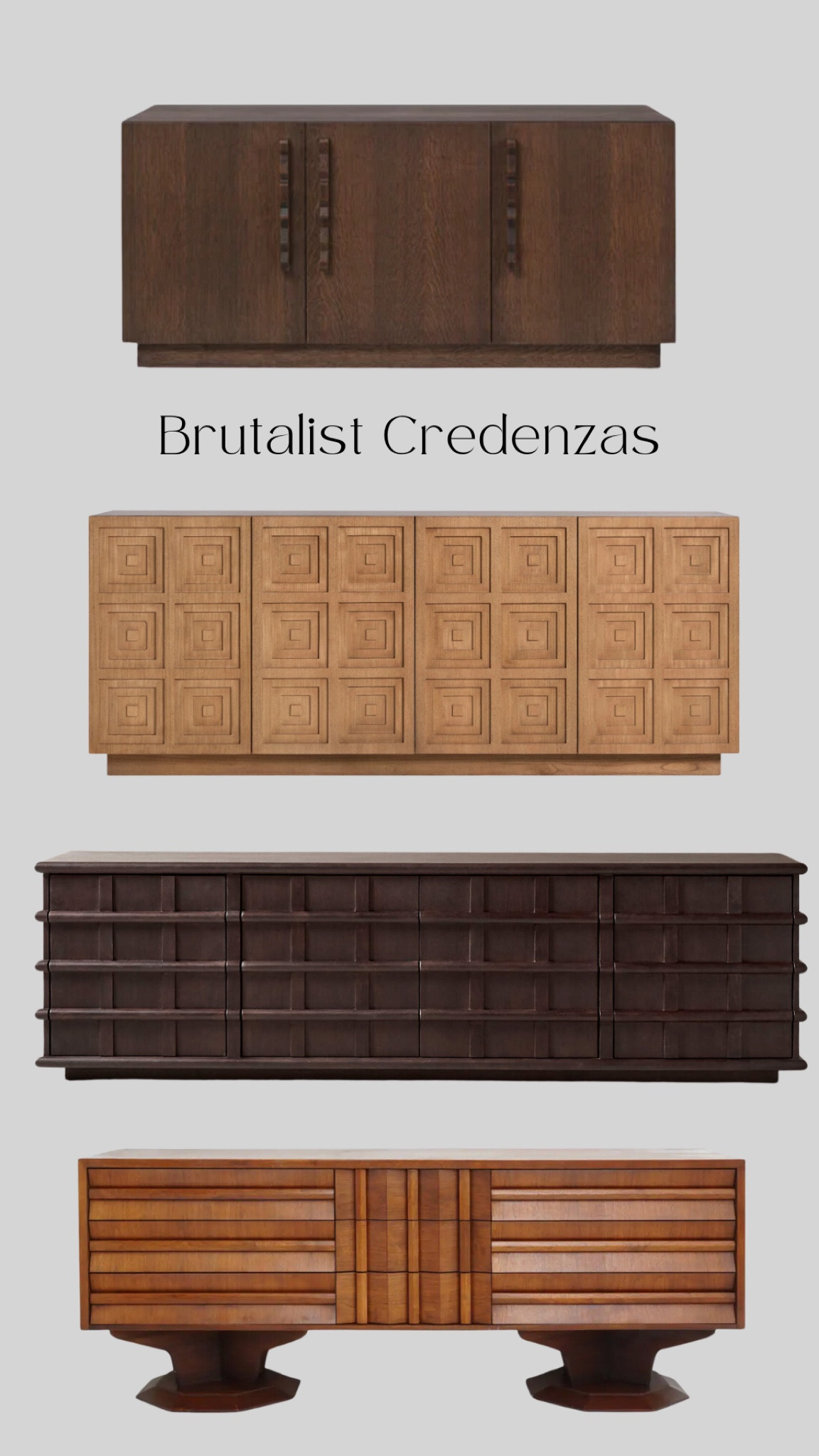 Brutalist Modern Credenza Media Console Cabinets

Vintage, mid century, CB2, Lulu and Georgia, Ferm Living

Dark wood, light wood, teak wood



#LTKHome #LTKStyleTip