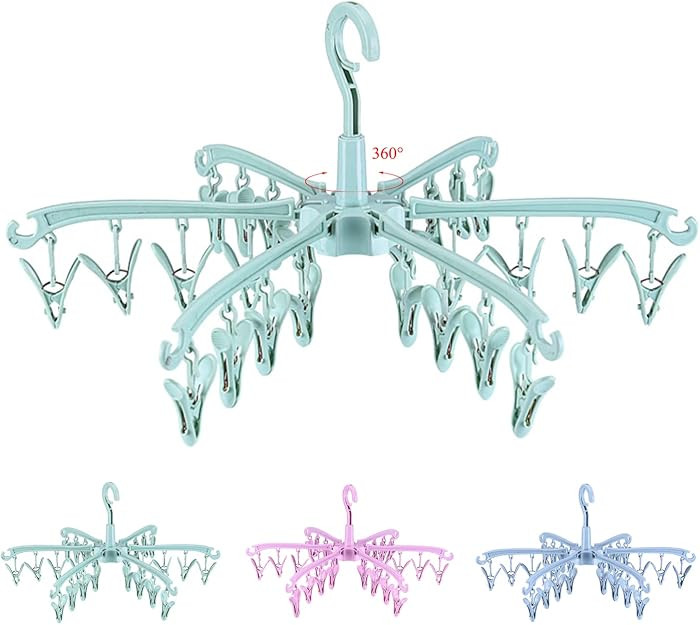 Foldable Drying Rack with 24 Clips for Drying Socks Lingerie Baby Clothes Drying Towels Rotatable... | Amazon (US)