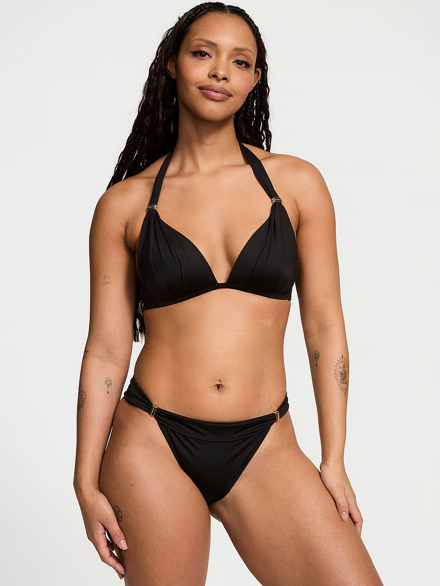 Buy Essential Harlow Halter Push-Up Bikini Top, Pure Black - Order Bikini Top online - Victoria's... | Victoria's Secret (US / CA )