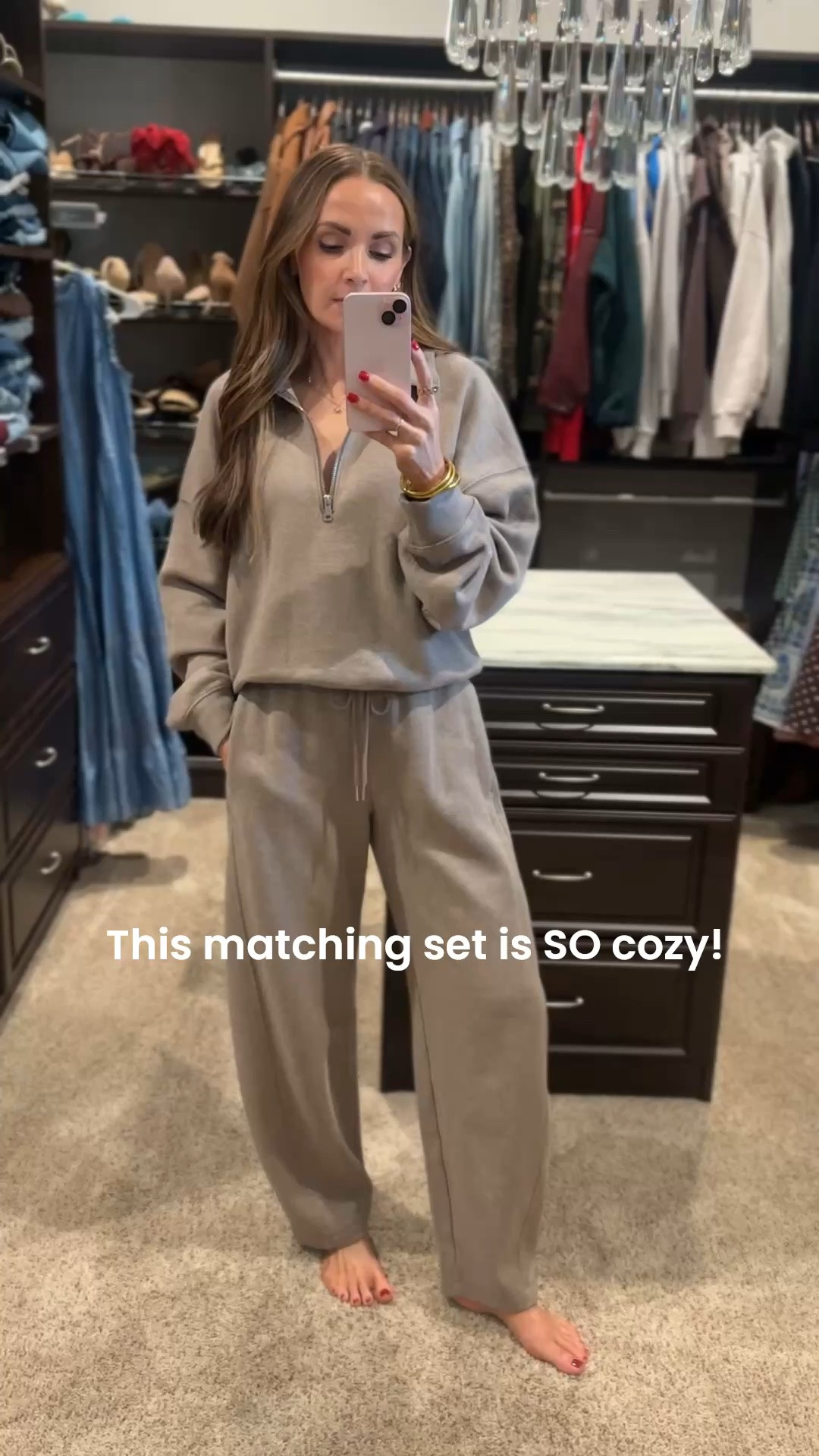 Absolutely obsessed with this matching set! @abercrombie wearing size small in top and bottom. Bottoms run big but they have a drawstring so you can cinch.

#LTKootd #LTKgrwm #LTKSeasonal