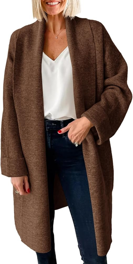 Saodimallsu Womens Long Cardigan Sweaters Chunky Open Front Oversized Slouchy Knit Fall Trendy Co... | Amazon (US)