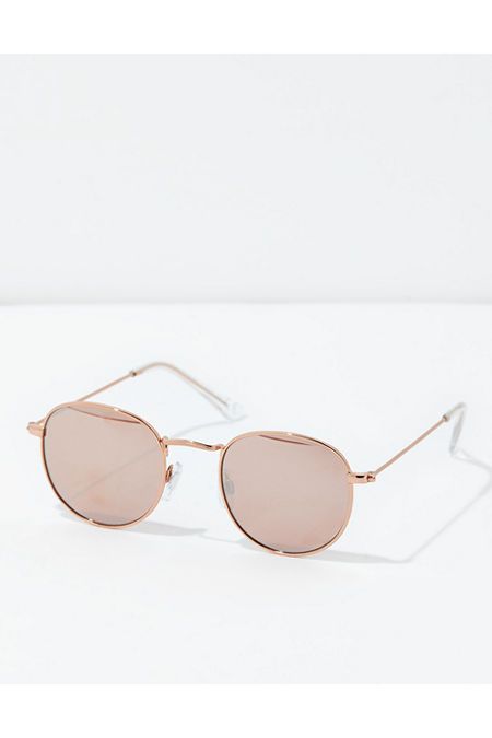 AEO Rose Gold Round Metal Sunglasses | American Eagle Outfitters (US & CA)