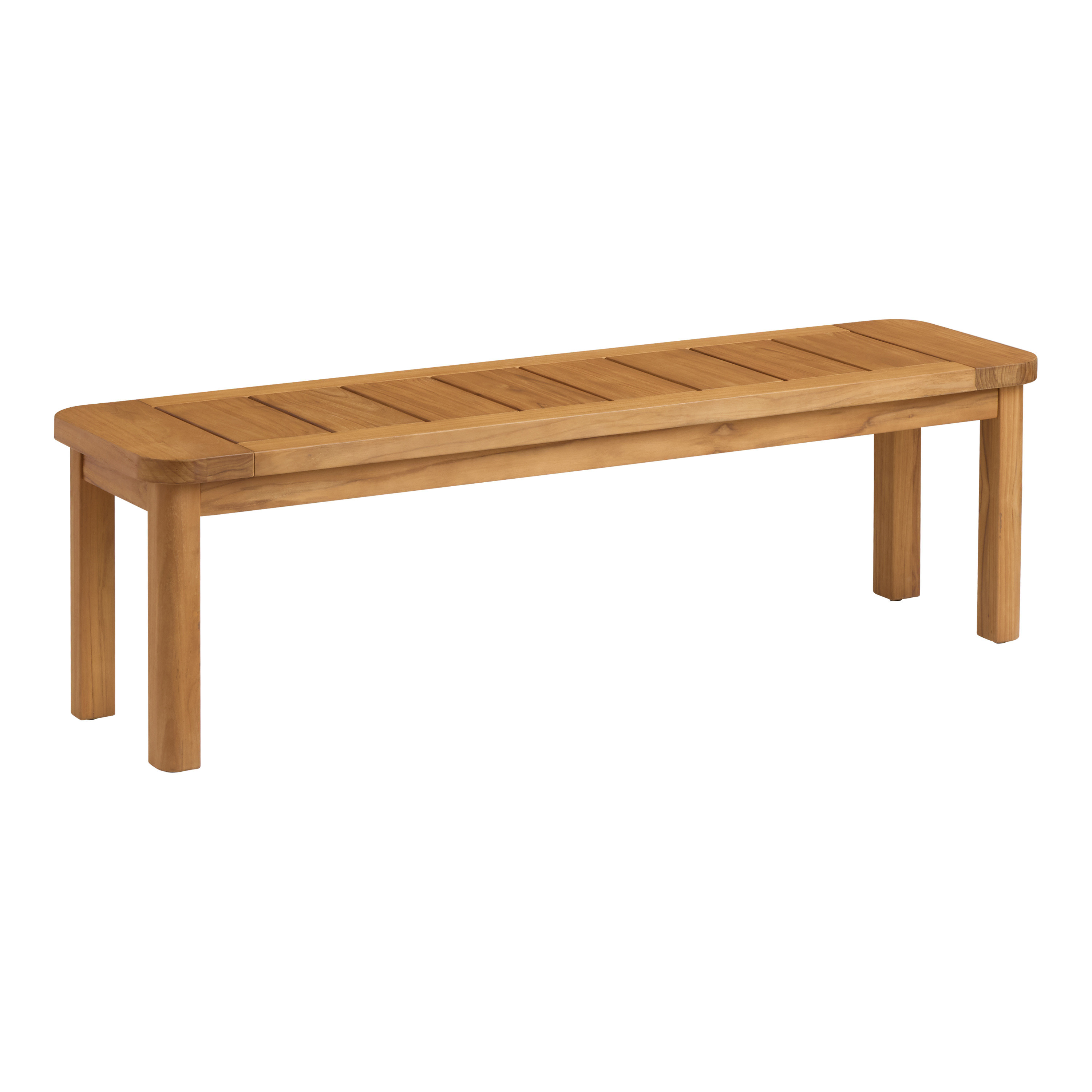 San Luis Natural Slatted Teak Wood Outdoor Dining Bench | World Market