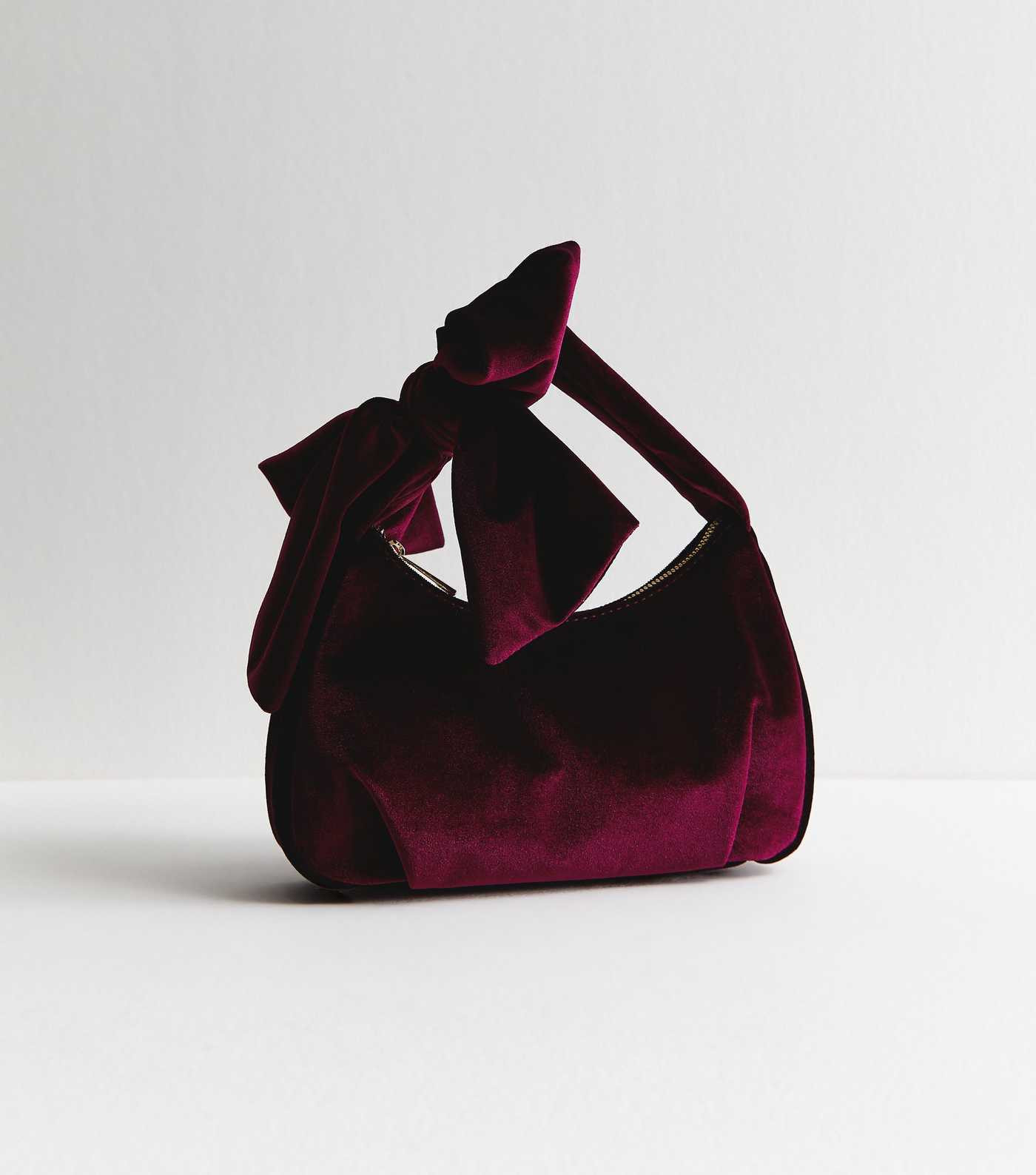 Burgundy Velvet Bow Grab Bag | New Look | New Look (UK)