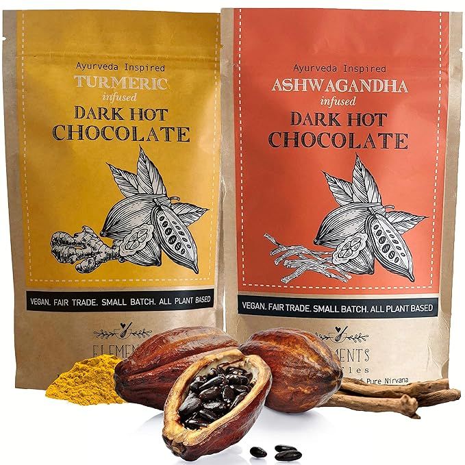 Elements Truffles Dark Hot Chocolate Variety Pack - Turmeric & Ashwagandha Infused Natural, Handm... | Amazon (US)
