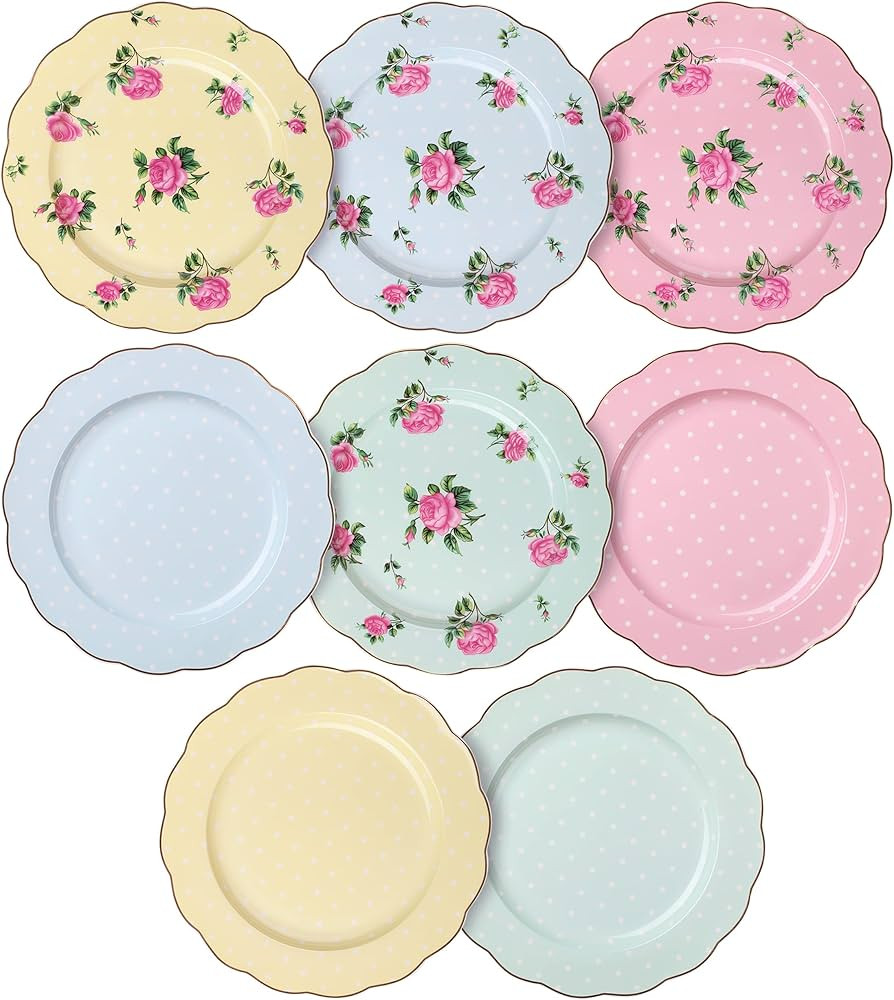BTaT- Porcelain Floral Plates, Royal Dessert Plates, 8 inch, Set of 8, Appetizer Plates, Floral P... | Amazon (US)
