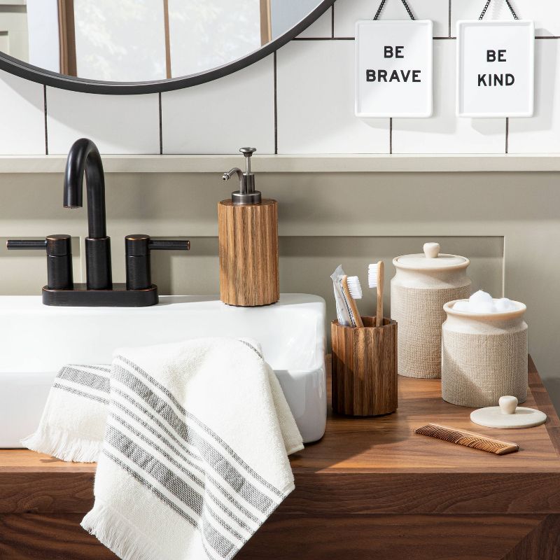 Multistripe Bath Towels Cream/Gray - Hearth & Hand™ with Magnolia | Target