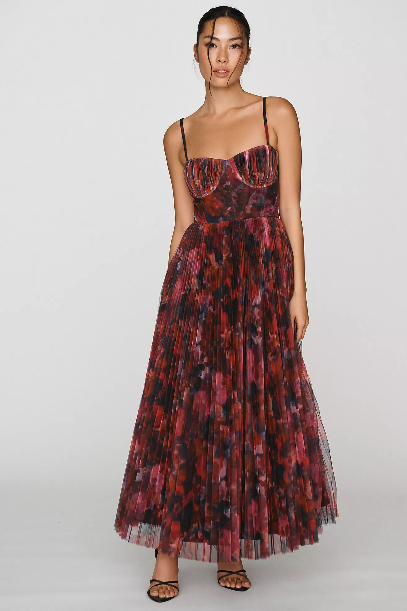 Hutch Amara Adjustable Corset Tulle Fit-and-Flare Midi Dress | Anthropologie (US)