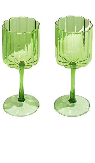 Wave Wine Glasses Set of 2 in Green | Revolve Clothing (Global)