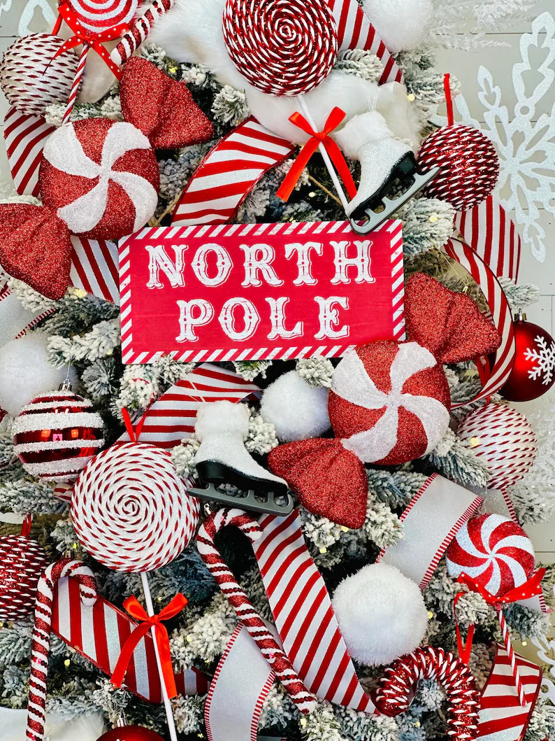 North Pole Christmas Tree Kit, Peppermint Candy Christmas Tree, Candy Tree Decorations, Candyland... | Etsy (US)