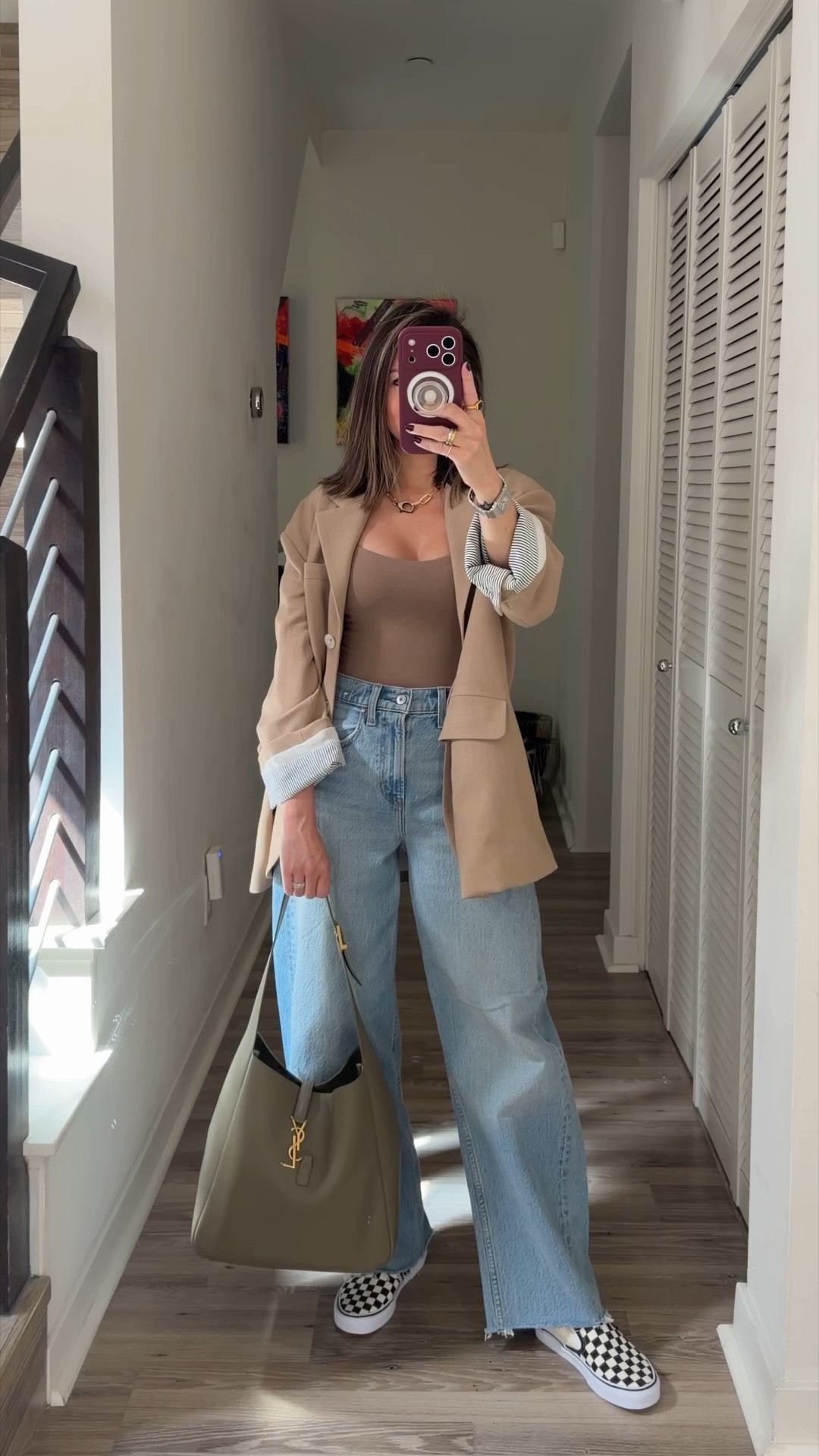 Casual workwear ⚡️ What I wore to a client meeting. Loving these barrel jeans from Abercrombie, style with a bodysuit that sucks you in and an oversized blazer. This Saint Laurent designer shoulder bag is the perfect everyday bag to carry all your necessities; comes in multiple colors. Wearing my favorite white sneakers from Vans.  

Workwear, spring outfit, ootd, Abercrombie, Vans, YSL, designer bag, The Stylizt 

#LTKWorkwear #LTKootd #LTKSpringSale