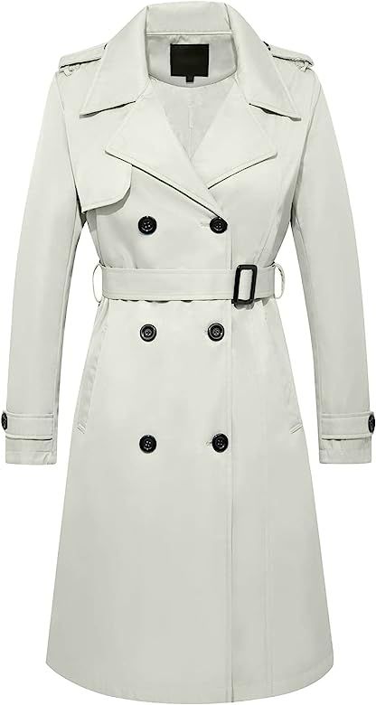 FARVALUE Women's Long Trenchcoat Double Breasted Trench Coat Water Resistant Classic Peacoat with... | Amazon (US)