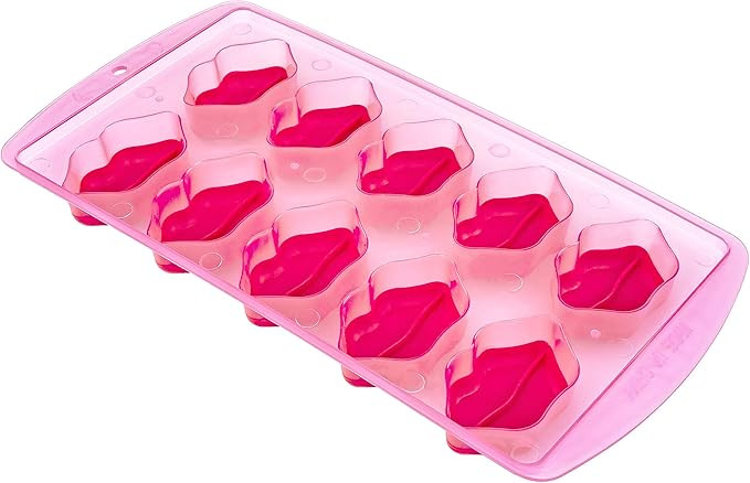 Fairly Odd Novelties Kisses Lips Shape 10 Ice Cube Tray Mold Pink Novelty Gag Gift, One Size | Amazon (US)