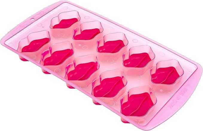 Fairly Odd Novelties Kisses Lips Shape 10 Ice Cube Tray Mold Pink Novelty Gag Gift, One Size | Amazon (US)