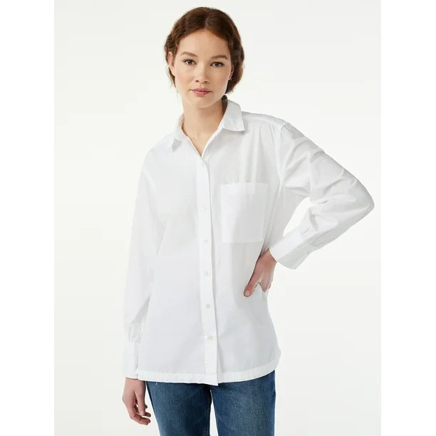 Free Assembly Women's Button Down Boxy Tunic | Walmart (US)