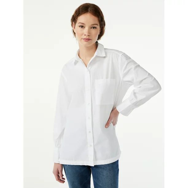 Free Assembly Women's Button Down Boxy Tunic - Walmart.com | Walmart (US)