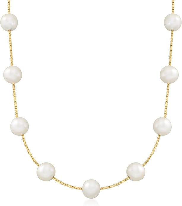 Ross-Simons 8-8.5mm Cultured Pearl Station Necklace in 18kt Gold Over Sterling | Amazon (US)