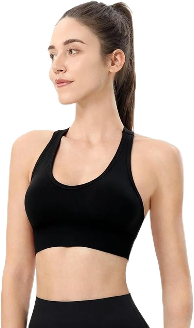 Women's Medium Support High-Impact Sports Bra with Crisscross Back - Perfect for Yoga, Fitness & ... | Amazon (US)