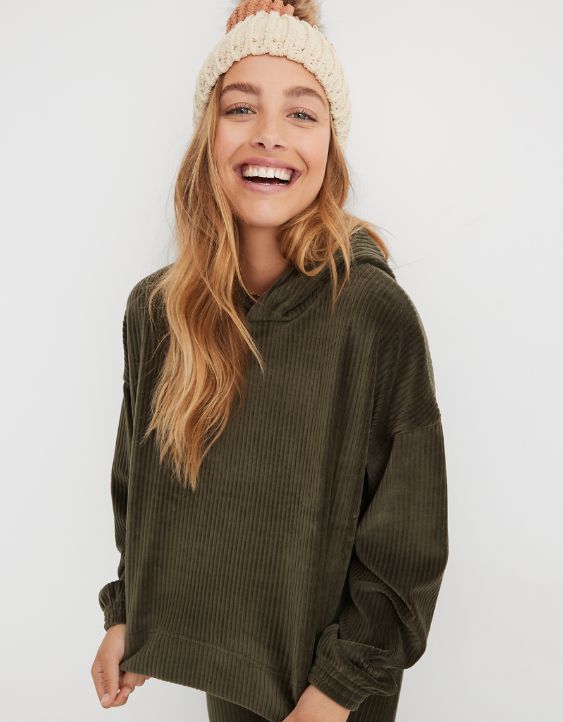 Aerie Groove-On Velour Hoodie | American Eagle Outfitters (US & CA)