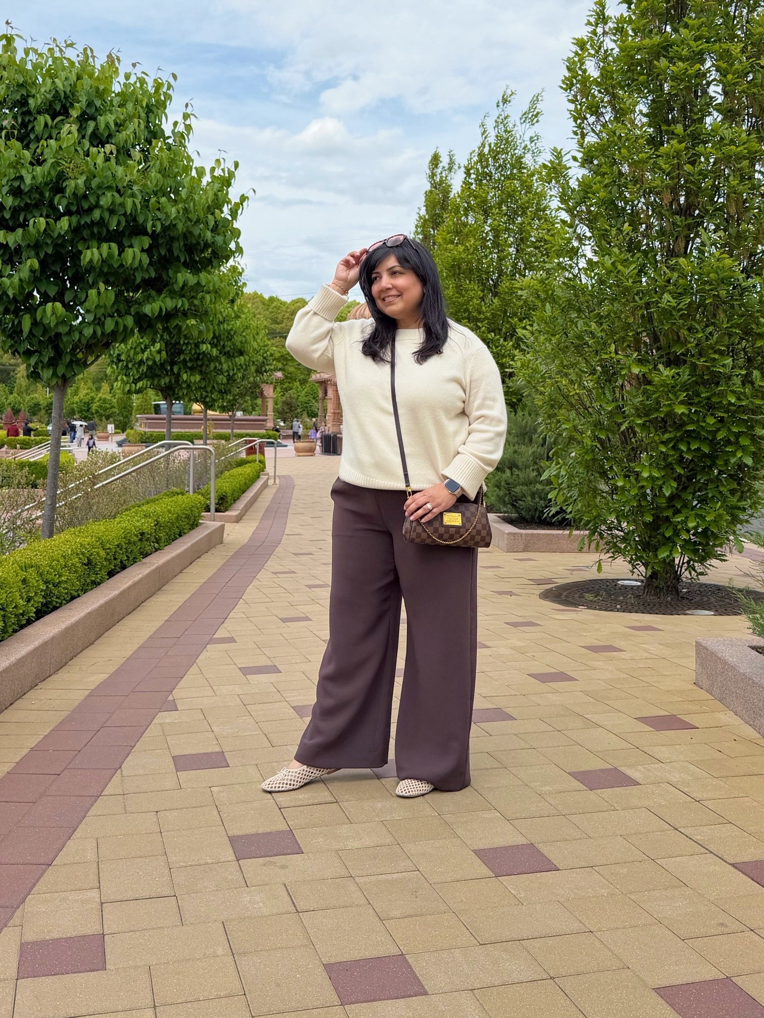 The viral pants that make great travel outfits, work outfits and everyday looks. I now have these in 3 colors! Available in short, regular and tall lengths. Wearing them here in size large short. 

Quince Mongolian cashmere sweater size large. Aritzia lodge pants size large short. Loft woven Mary Jane ballet flats true to size. Madewell sunglasses. Louis Vuitton bag.

#LTKOver40 #LTKMidsize #LTKPetite