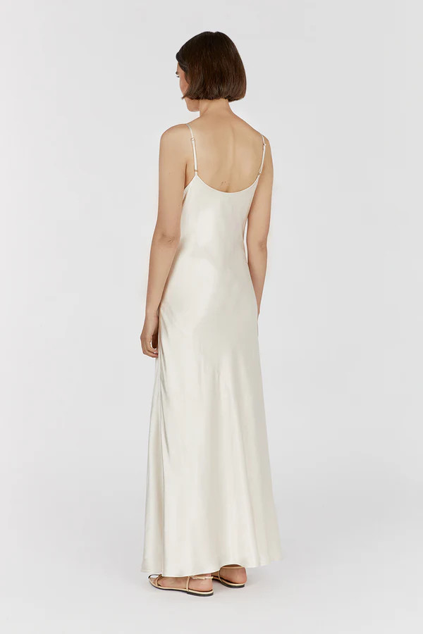 MYA CREAM SATIN SLIP MAXI DRESS | DISSH
