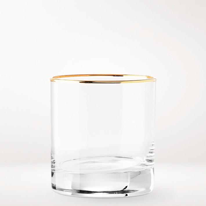 Gold Rim Double Old-Fashioned Glasses, Set of 4 | Williams-Sonoma