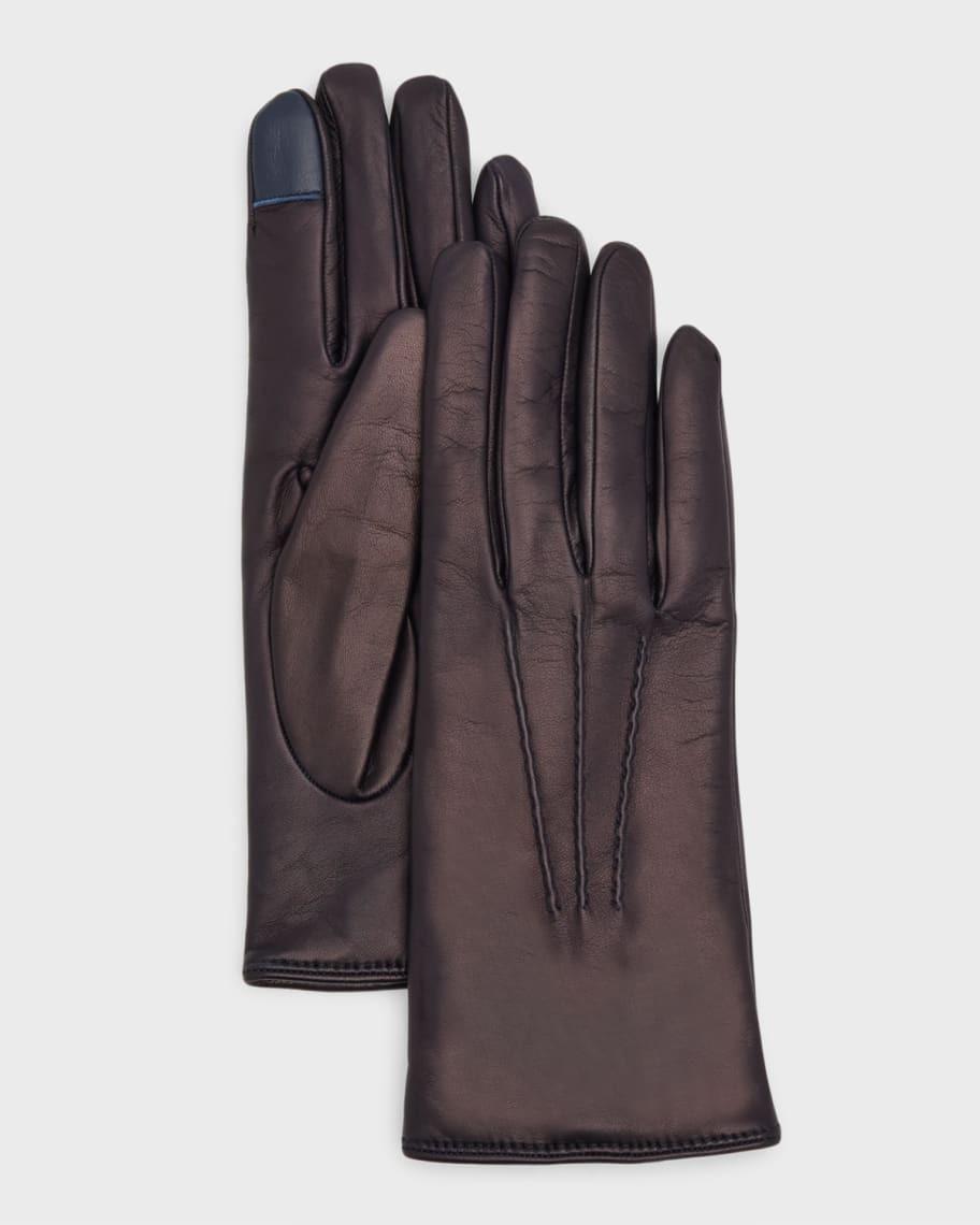 Guanti Giglio Fiorentino Leather & Cashmere Touch Screen Gloves | Neiman Marcus