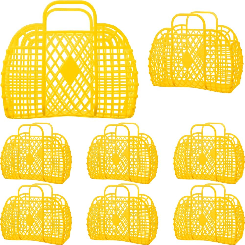 Tatuo 8 Pcs Jelly Bags Bulk Jelly Purse Plastic Basket Party Favor Beach Handbags Easter Egg Bask... | Amazon (US)
