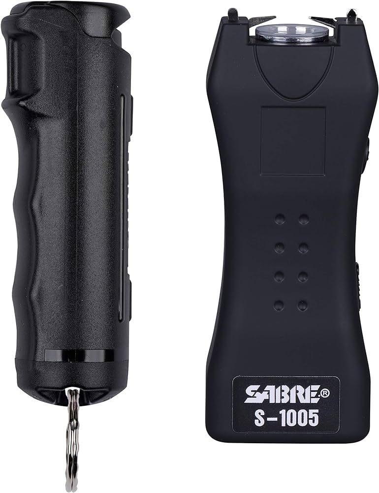 SABRE Pepper Spray & 2-in-1 Stun Gun with Flashlight, Self Defense Kit, Fast Flip Top Safety, Fin... | Amazon (US)