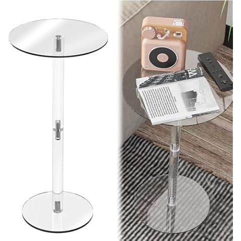 HMYHUM Acrylic Drink Table for Small Spaces, 10" L x 10" W x 21.3" H, Drink Side/End Table for Li... | Amazon (US)