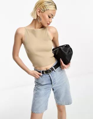 & Other Stories knitted rib high neck vest in beige | ASOS (Global)