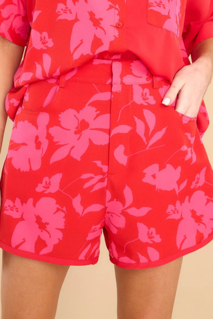Feeling Spicy Red Floral Shorts | Red Dress 