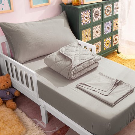 4 Piece Ultra Soft and Breathable Toddler Bedding Set Microfiber Crib Sheet Set Includes Quilted Com | Walmart (US)