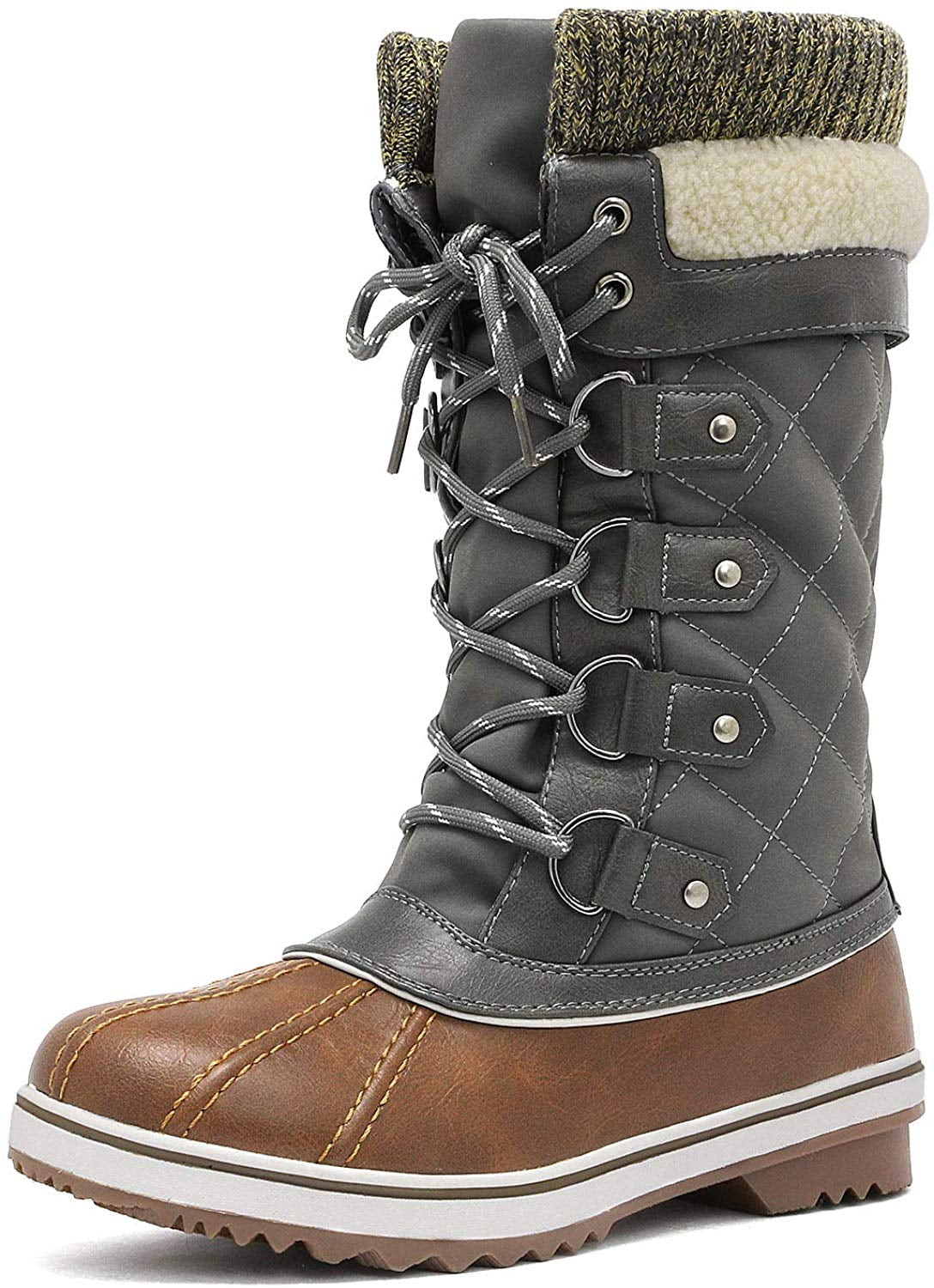 BURUDANI Women Waterproof Snow Boots Winter Warm Snow Faux Fur Lined Flat Mid Calf Snow Boots TAN... | Walmart (US)