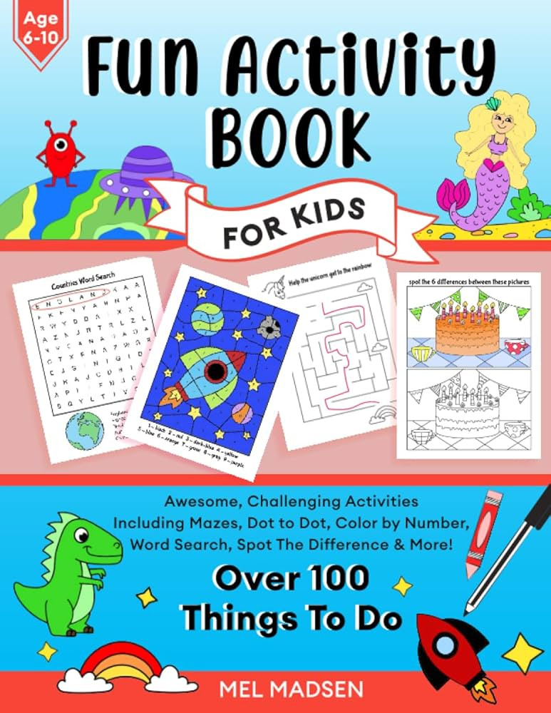 Fun Activity Book For Kids Age 6,7,8,9,10: Awesome, Challenging Activities. Including Mazes, Dot-... | Amazon (US)