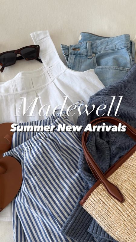 Warm weather newness from @madewell. Think linen, light wash denim, comfy shorts, and so many other light layers. Comment “links” and I’ll DM you all my outfit details. #ad #madewellpartner #madewell