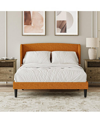 Gerald Modern Upholstered Wingback Platform Bed | Macy's