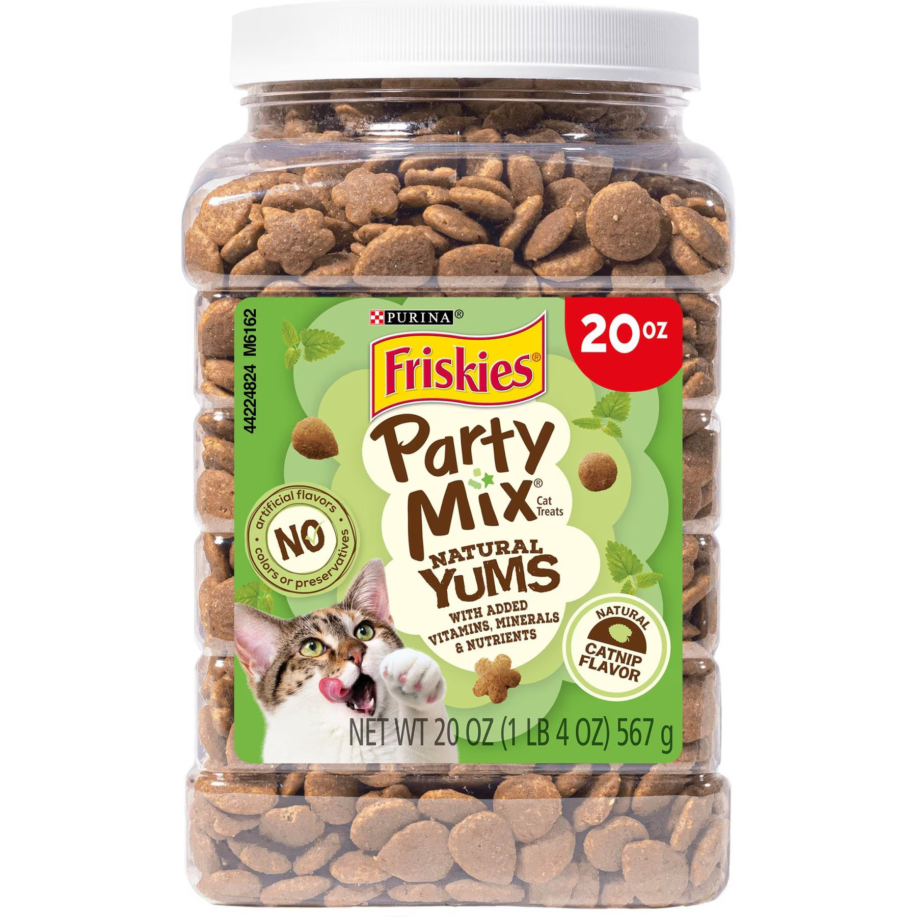Friskies Party Mix Natural Yums Catnip Flavor Cat Treats, 20-oz tub | Chewy