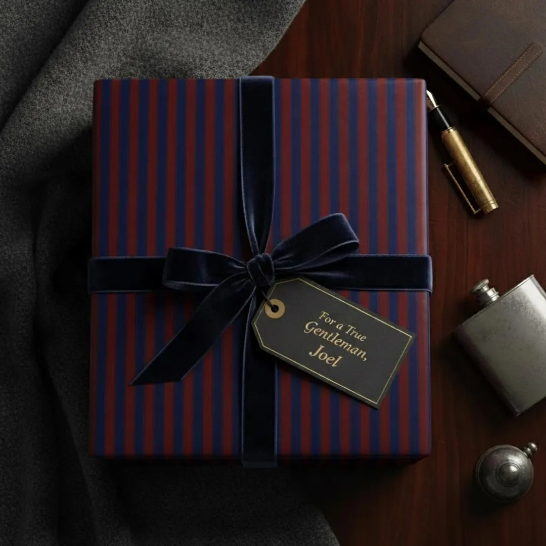 Navy and Burgundy Striped Gift Wrap Roll for Elegant Occasions | Luxury Christmas Wrapping Paper ... | Etsy (US)