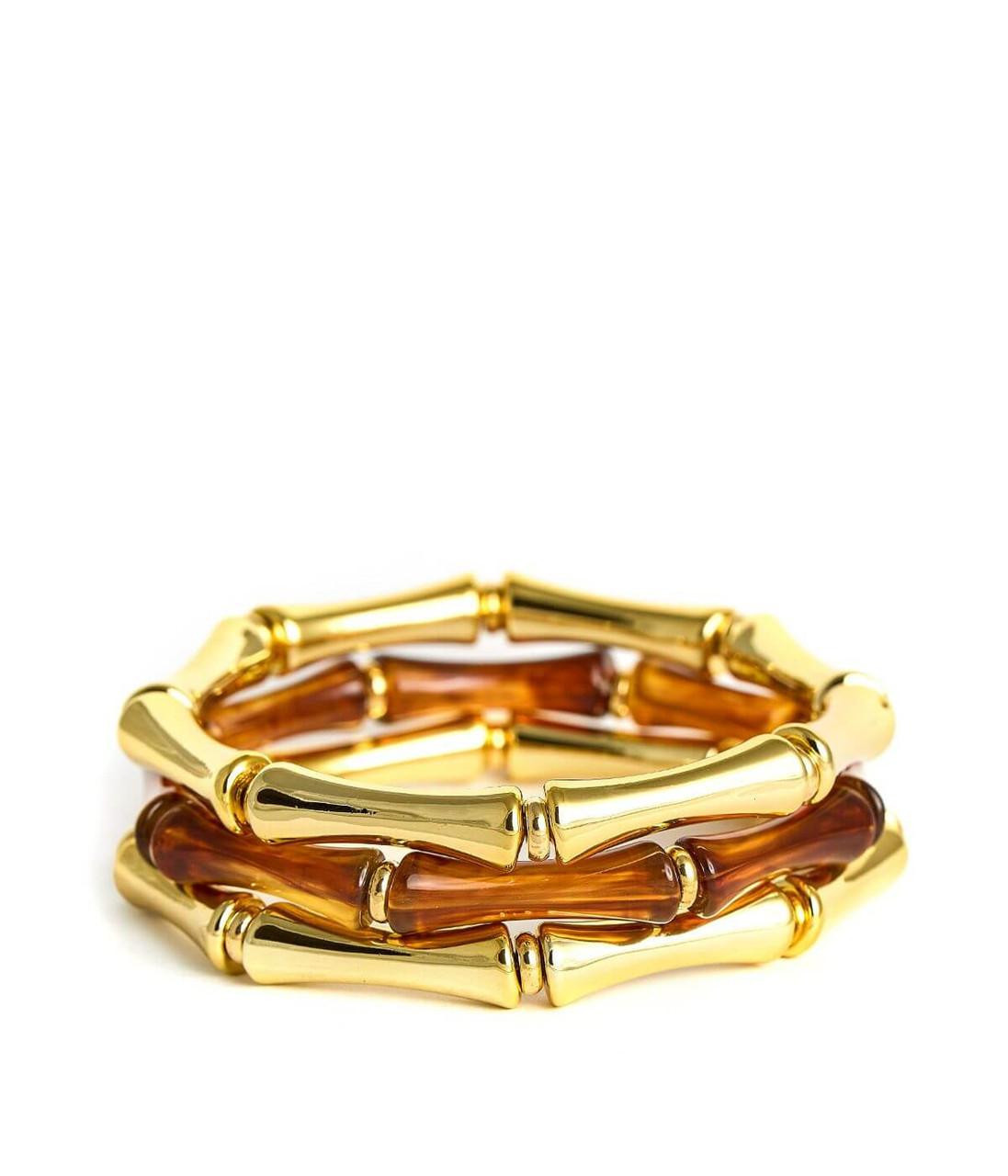 Lucy Bracelet Stack - Tortoise & 2 Gold - Belle of the Ball | Lisi Lerch Inc
