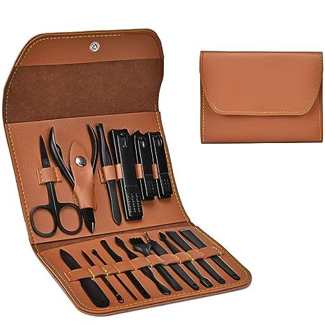 16 Pieces Manicure Set with PU Leather Case, Personal Care Tool, Gifts for Men/Women, Anniversary... | Amazon (US)