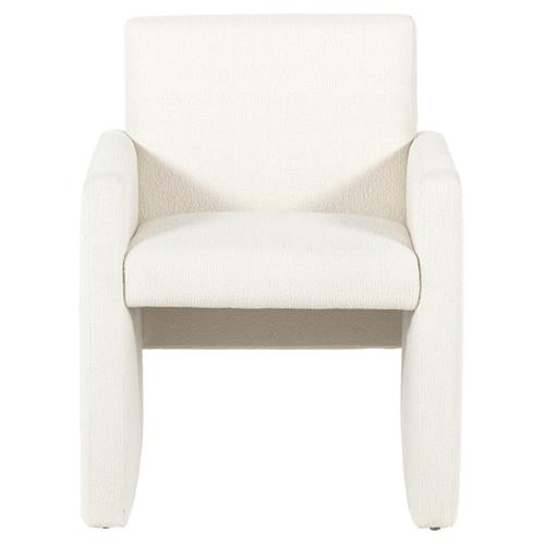 Mika Mid Century Modern Cream Performance Upholstered Dining Arm Chair | Kathy Kuo Home
