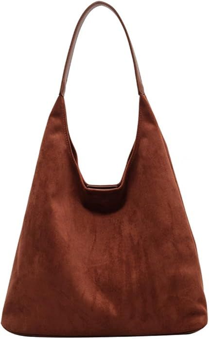 Suede Hobo Bags For Women Slouchy Bag Suede Purse Suede Tote Bag Large Brown Tote Handbag for Tra... | Amazon (US)