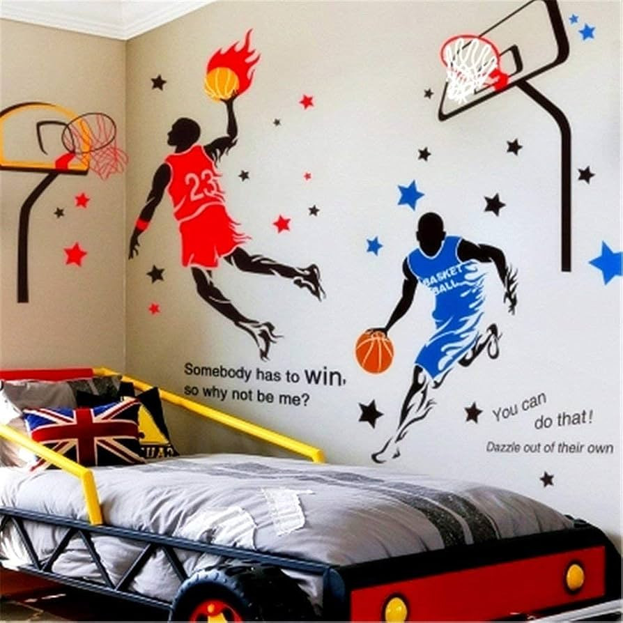 3D Basketball Player Wall Decals Decors for Boys Room,Sports Wall Decals Stickers, Basketball Sla... | Amazon (US)