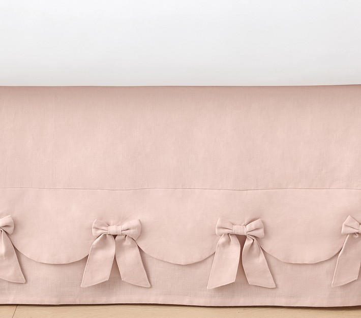 European Linen Bow Crib Skirt | Pottery Barn Kids