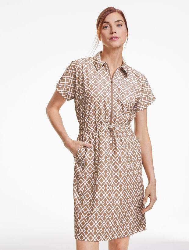 Lightweight Woven Stretch Bungee Dress - Lattice Diamonds | Talbots