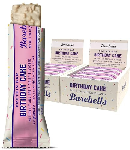 Barebells Protein Bars Birthday Cake - 12 Count, Pack of 2 - Protein Snacks with 20g of High Protein - Chocolate Protein Bar with 1g of Total Sugars - On The Go Protein Snack & Breakfast Bars… | Amazon (US)